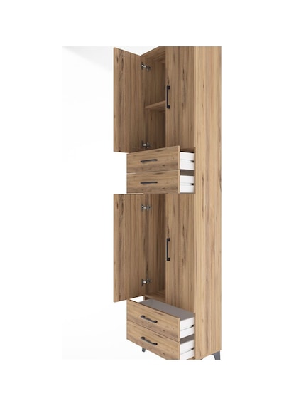 Arges Dolap 3 Raflı 4 Çekmeceli 4 Kapaklı 60x30x243 Çam-çam Atlas Çam