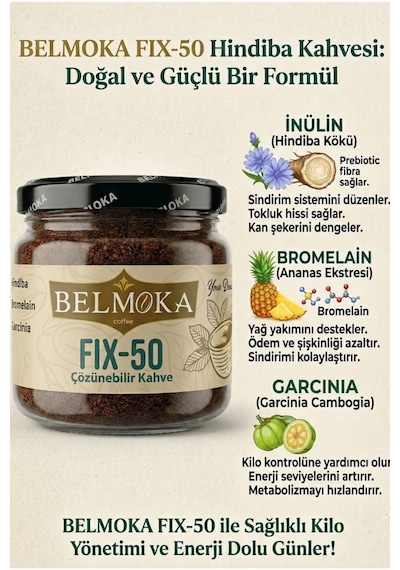 Detox Seti Fix-50 Hindiba Kahvesi 120 G - Bromelain Ve İnülin Katkılı Türk Kahvesi 100 G Çözünebilir