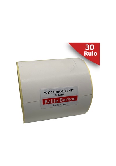 90X70 Termal Etiket 30 Rulo Barkod Etiketi Kalite Barkod
