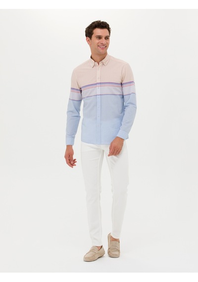 Cacharel Mavi Slim Fit Uzun Kollu Gömlek