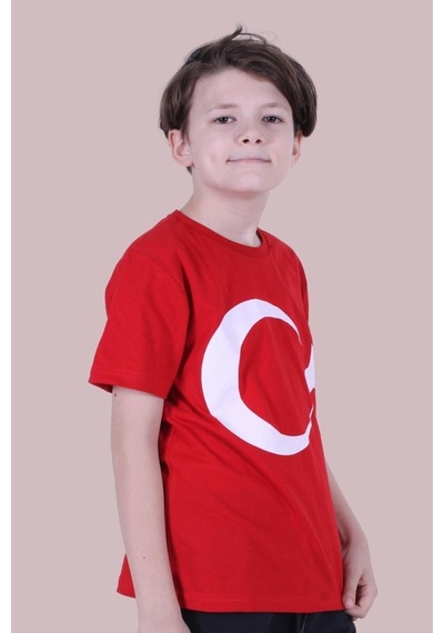 Panios Kids Imzalı Atatürk Baskılı Unisexs T-shırt Kırmızı