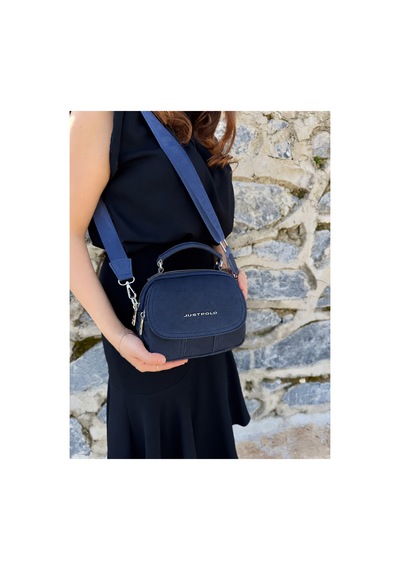 Just Polo Kadın Çapraz Askılı Günlük & Özel Günlere Uygun Lüks Fermuarlı Mini El Ve Omuz Çantası 20 X 17 Cm Lacivert