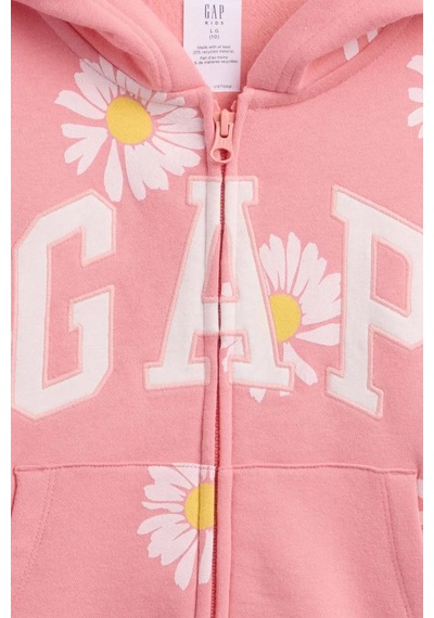 Gap Kız Çocuk Relaxed Logo Fransız Havlu Kumaş Fermuarlı Pembe Sweatshirt-13567 Pembe