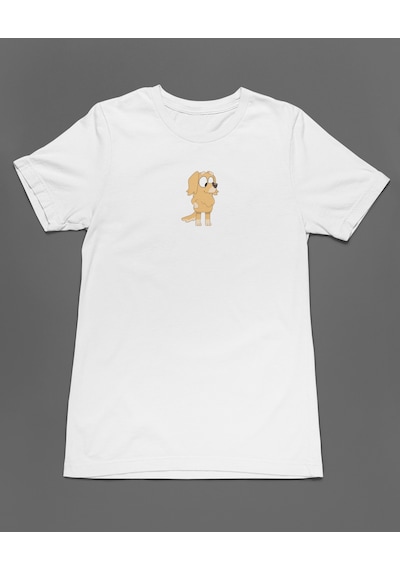 Bumeta Bluey Sevimli Köpek Kardeşler Honey Unisex Tişört T-shirt Beyaz