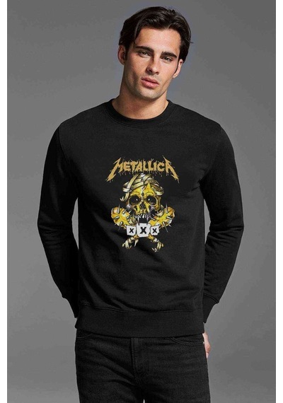 Metallica Baskılı Siyah Erkek Sweatshirt