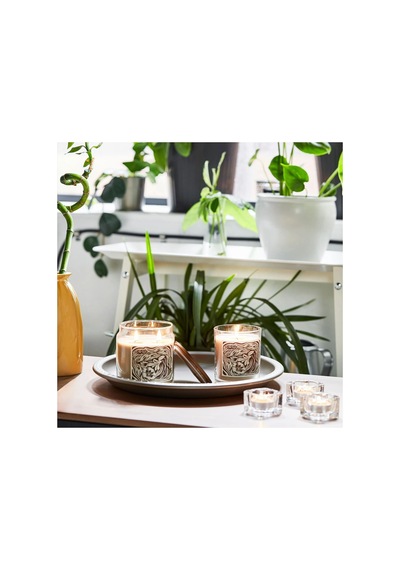 Ikea Glanslınd Cam Kaplı Kokulu Mum 10,5 X 12 Cm Vanilya - Karamel Bej - Açık Bej