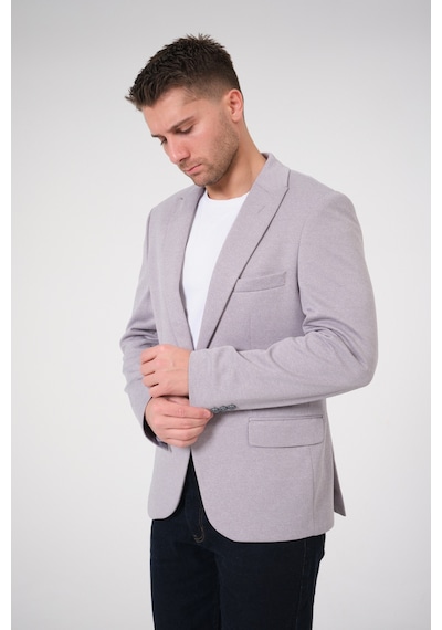 Bonesti Erkek Slim Fit Blazer Ceket Gri Gri Beyaz Noktalı