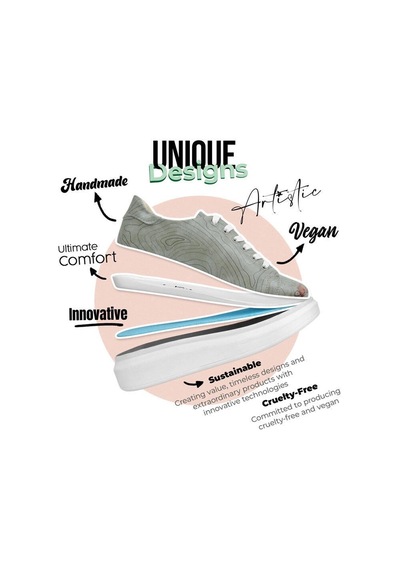 Kadın Vegan Deri Bej Sneakers - Run Little Fox Tasarım Çok Renkli