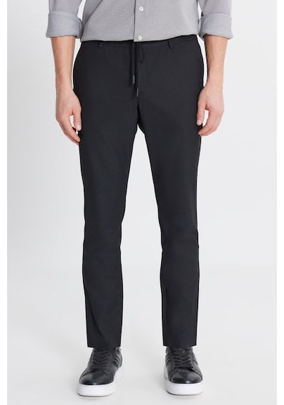 Altınyıldız Classıcs Erkek Sıyah Yünlü Slim Fit Dar Kesim Esnek Takım Elbise Pantolonu Siyah