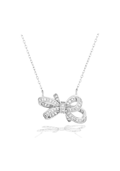 Brezza Lusso Jewelry Zirconia Taşlı Işıltılı Diamond Fiyonk Model Kadın Gümüş Kolye 45 CM 45 CM