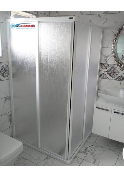 Teknesiz Kare Duşakabin Plastik Camlı Beyaz Profilli Beyaz