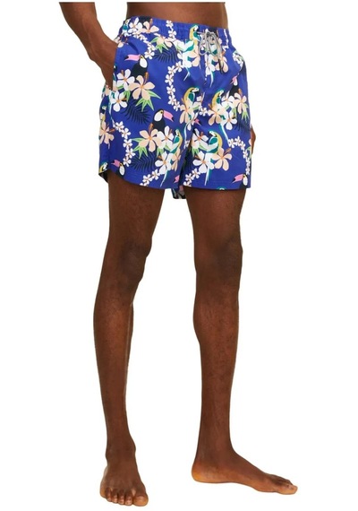 Jack & Jones Jpstfıjı Aop Erkek Saks Mavi Deniz Şortu 12253230 Çok Renkli