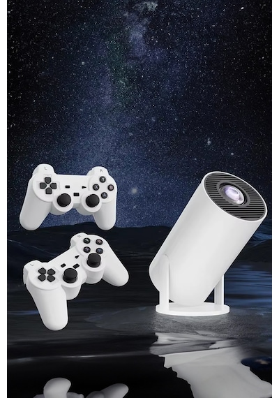 Thentech Ultra Hd Taşınabilir Şık Projeksiyon Cihazı Kablosuz Oyun Kumandalı Android Tv Oyunlu Projeksiyon