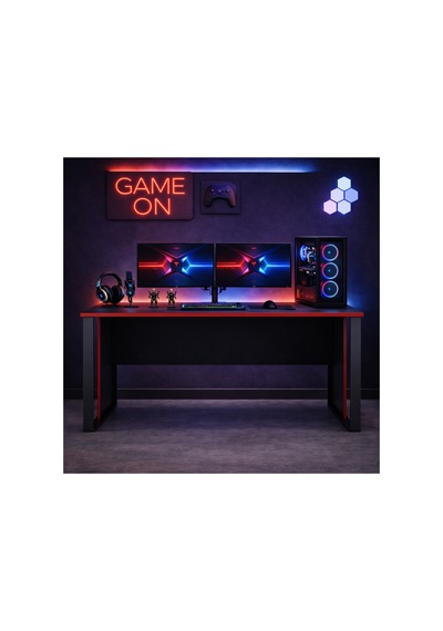 Trex Oyuncu Masası Gaming Bilgisayar Masası Geniş Çalışma Alanlı Modern Pc Masası Siyah - Kırmızı Trex Oyuncu Masası Gaming Bilgisayar Masası Geniş Çalışma Alanlı Modern Pc Masası Siyah - Kırmızı