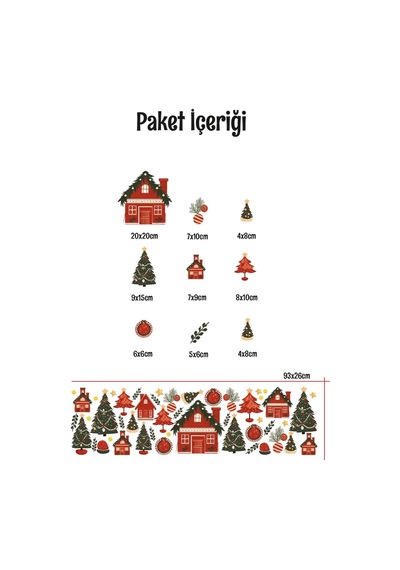 Christmas Stickerları, Noel Baba Ve Yılbaşı Temalı Çocuk Odası Dekorasyon Seti, Kendinden Yapışkanlı Cam Süsl Genel