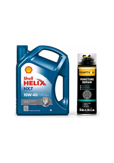 Shell Helix HX7 10W-40 Motor Yağı 4 L + Lastik Tamir Kiti 400 ML
