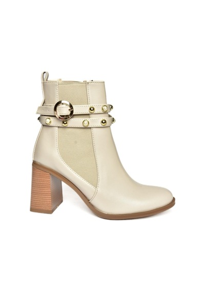 Fox Shoes R518101109 Bej Kalın Topuklu Kadın Bot Bej
