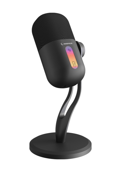 Arpej Rgb Masa Standlı Ses Göstergeli Dokunmatik Oyuncu Mikrofonu Yayıncı Mikrofonu Gaming Beyaz Siyah - ÜRün siyah