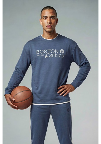 Defacto Nba Boston Celtıcs Boxy Fıt Bisiklet Yaka Skuba Dalgıç Kumaş Sweatshirt F6975ax26spın271 İndigo-ın271