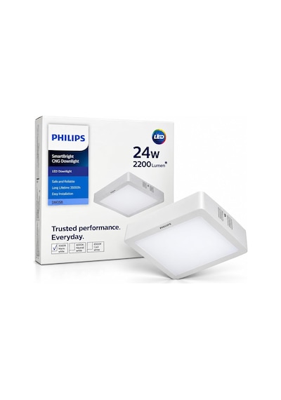 Smartbright 24w Led Sıva Üstü Kare Tavan Armatürü 2200 Lümen, 3000k Sarı Işık, 29,5x29,5 Cm, 220v, Beyaz Kasa Diğer