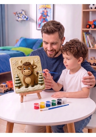 15x15 Sevimli Boğa Taş Boyama Seti Çocuk Ve Yetişkin Hobi Kiti