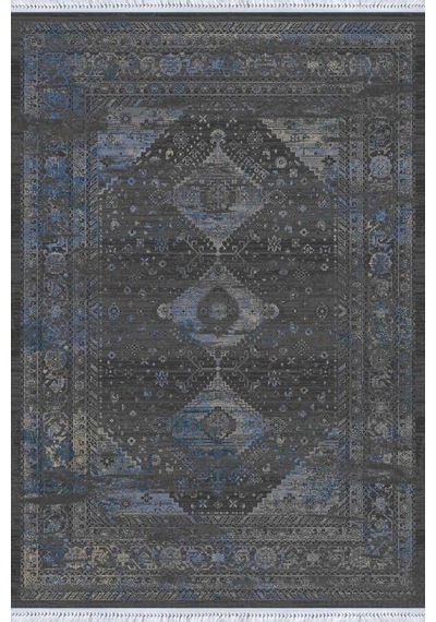 Füme Vintage Dokuma Pamuk Tabanlı Kaymaz Kilim Klm169n11