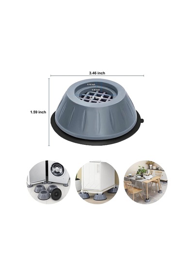 Mainshop Titreşim Engelleyici Çamaşır Makinesi , Buz Dolabı , Titreşim Engelleyici 4 Lü Set M-541 Gri