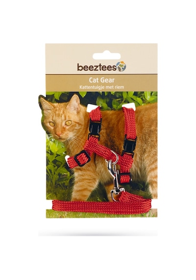 Hnrlıshp Beeztees Kedi Göğüs Tasması Ve Gezdirme Kayışı, 130cm, Kırmızı