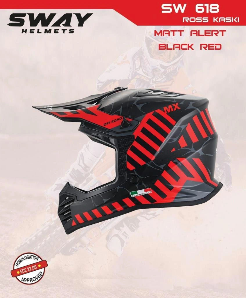 Sway Alert Full Face Tam Korumalı Kask 51-52cm Siyah - Kırmızı Siyah - Kırmızı