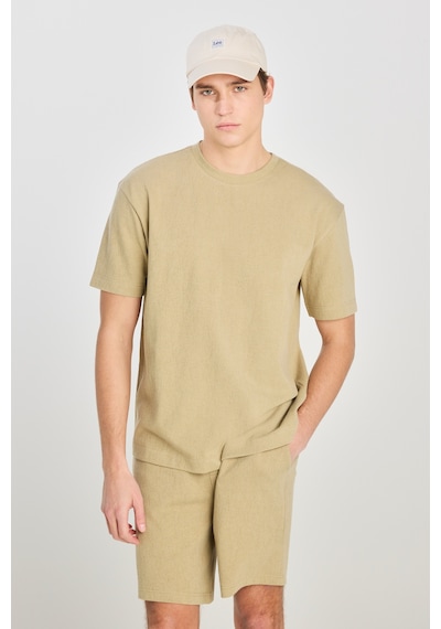 Relaxed Fit Geniş Kesim Bisiklet Yaka Pamuklu Açık Yeşil Tişört Light Green
