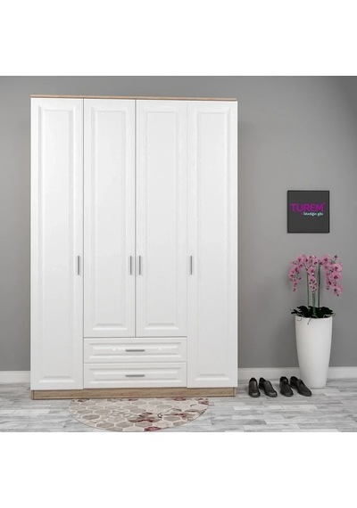 4 Kapılı Çıtalı Kapak Gardırop Mdf Beyaz 4 Kapılı Çıtalı Kapak Gardırop Mdf Beyaz
