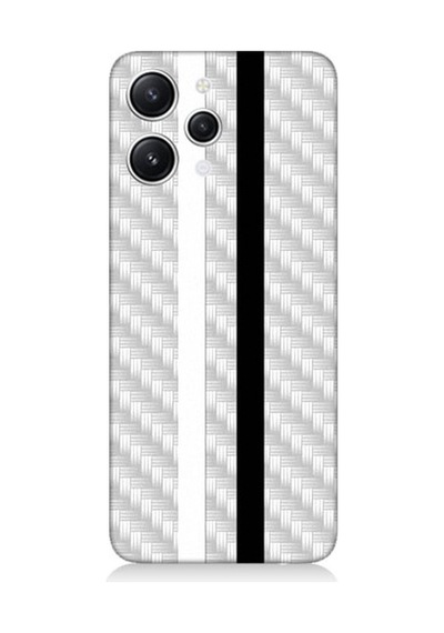 Xiaomi Redmi 12 Uyumlu Siyah Beyaz Metal Motif Desenli Silikon Kılıf