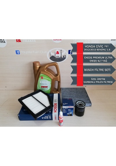 Honda Civic 2012-2015 Fb7 Eneos 0w20 Yağ 4lt - Bosch  Bakım Seti