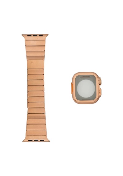 Apple Uyumlu  Watch 7 45mm Redclick Krd-126 Kordon + Sert Kasa Koruyuculu Metal Kordon