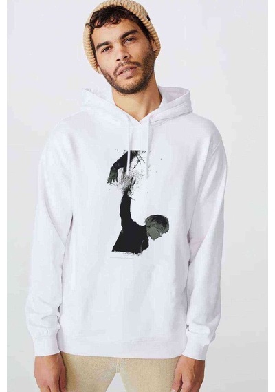 Anime Tokyo Ghoul Anteiku Baskılı Beyaz Erkek Örme Kapşonlu Sweat (531044883)