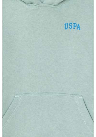 U.S. Polo Assn. Erkek Çocuk Su Yeşili Basic Kapüşonlu Sweatshirt 50295161-VR048