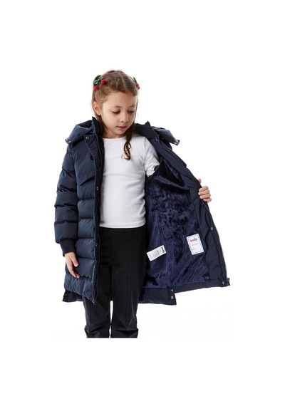Kız Çocuk Kapüşonlu Kışlık Şişme Mont 51356 Lacivert