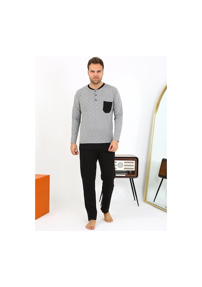 Akbeniz Erkek Uzun Kol Penye Füme Pijama Takımı 6861 Füme