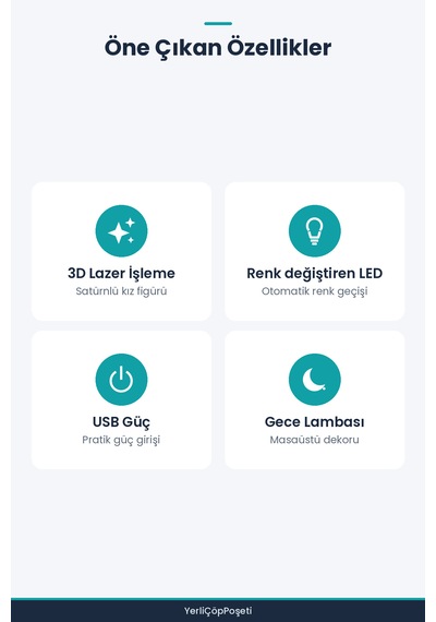 Işıklı Kristal Cam Küre - Satürnlü Kız Figürlü - Ahşap Altlıklı - Usb Gece Lambası Standart
