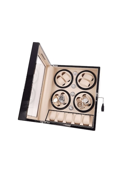 Otomatik Saat Kurma Kutusu Winder Piano Black 8 5 Siyah Içi Krem Watch Winder