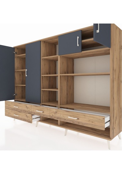 Hyperion Dolap 12 Raflı 4 Çekmeceli 4 Kapaklı 220x44x163 Çam-antr Çam-antrasit/çam Hyperion Dolap 12 Raflı 4 Çekmeceli 4 Kapaklı 220x44x163 Çam-antr Çam-antrasit/çam