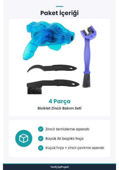 Bisiklet Zincir Temizleme Bakım Seti 4 Parça Çok Renkli