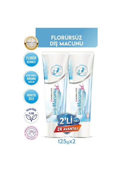 Doğal Florürsüz Papatya Özlü Diş Macunu Jel 125 Gr 2 Adet