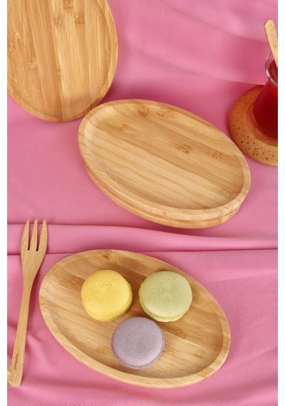 Bambum 6'lı Oval Servis Tabağı Seti Kahvaltı Ve Sunum Tabakları Bambu