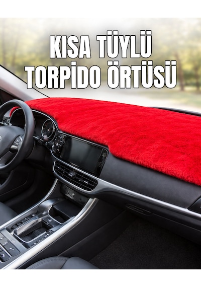 Kısa Tüylü Torpido Koruma Örtüsü, Güneşten Korur, Çatlak Önleyici Örtü Kırmızı