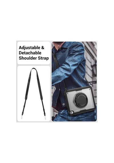 Apple Uyumlu iPad Air 11inç M4/m3/m2 2026-2024 Kılıf Askılı Silikon Handle Ring Yüzüklü Amour Tank Case