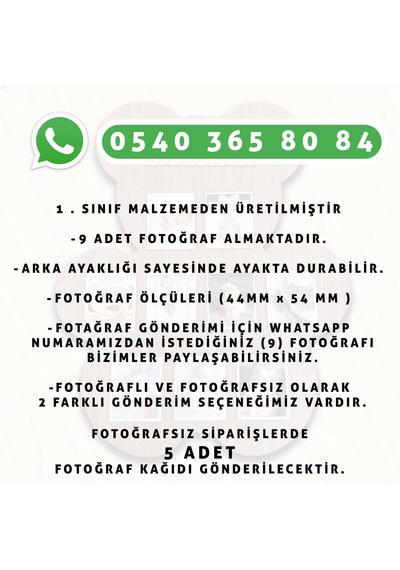 Ayı Teddy Çocuk Ve Bebekler İçin Ayaklı Fotoğraf Çerçevesi - 9 Fotoğraflı -729 04
