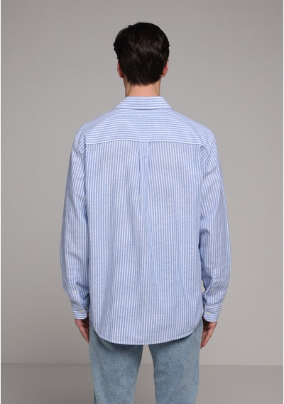 Colin's Colins Regular Fit Shirt Neck Çizgili Erkek Mavi Uzun Kol Gömlek Cl1081139 Q1.v2 Ble