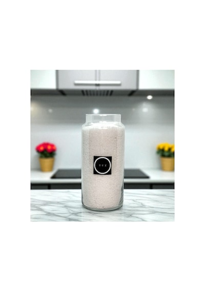Ahşap Top Kapaklı Cam Tuz Saklama Kavanozu 1400 Ml Etiketi Hediyeli Çok Renkli