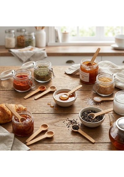 12 Adet Bambu Baharat Kaşık, Reçel Bal Kaşığı Doğal Ve Şık 12 Adet Baharat Ve Ölçek Kaşığı Seti - Mutfakta Estetik Ve Fonksiyonellik Bir Arada